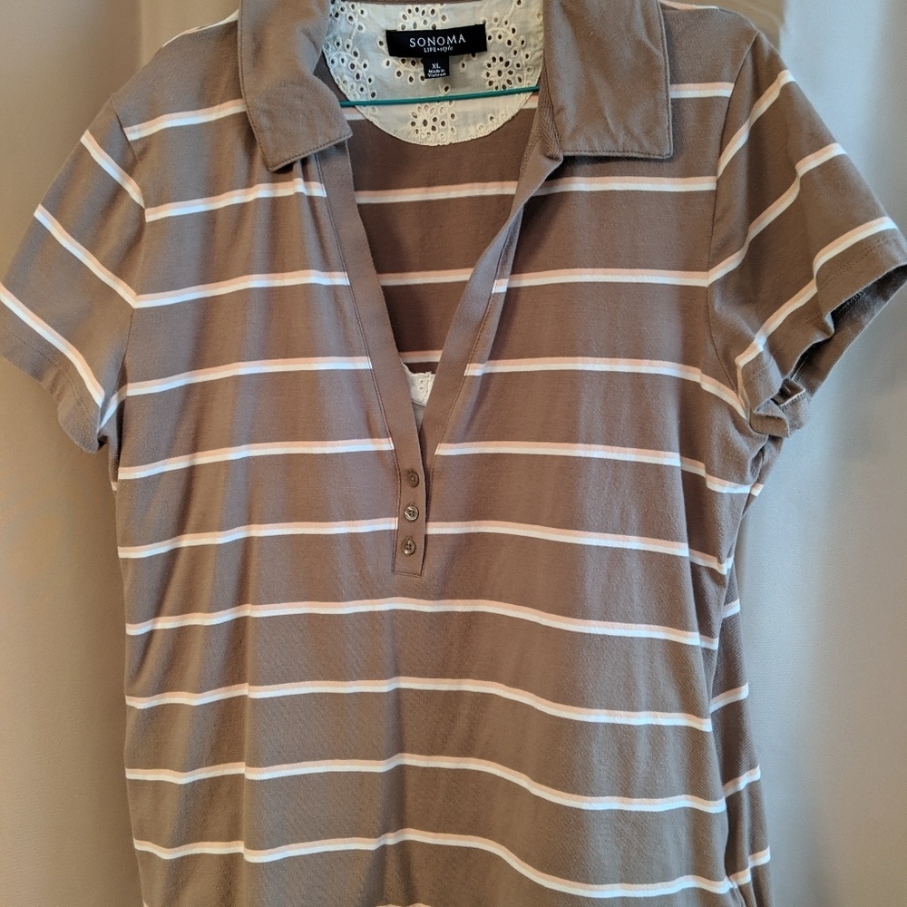 Women's Sonoma camisole lined striped polo XL